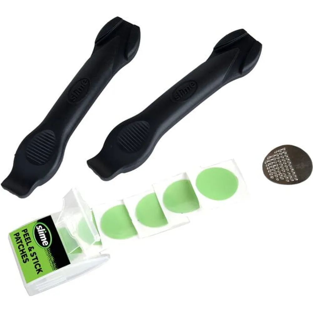 uPRISE Bikes Slime Skabs Pre-glued Patches with Tyre Levers - Black/Green | Price match, 365 day return s, 18-Month Warranty, Finance Available & Free UK Delivery