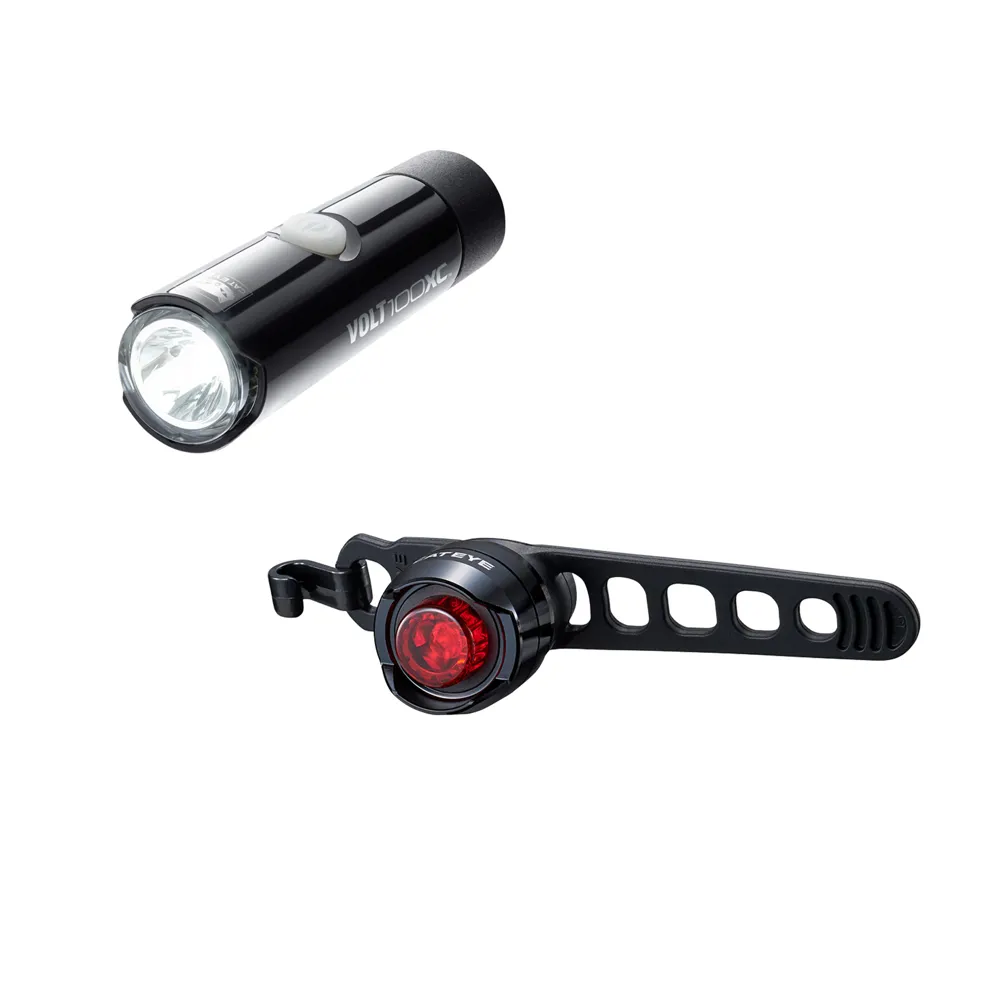 uPRISE Bikes Cateye Volt 100XC Front and Orb Rear Rechargeable Light Set | Price match, 365 day return s, 18-Month Warranty, Finance Available & Free UK Delivery