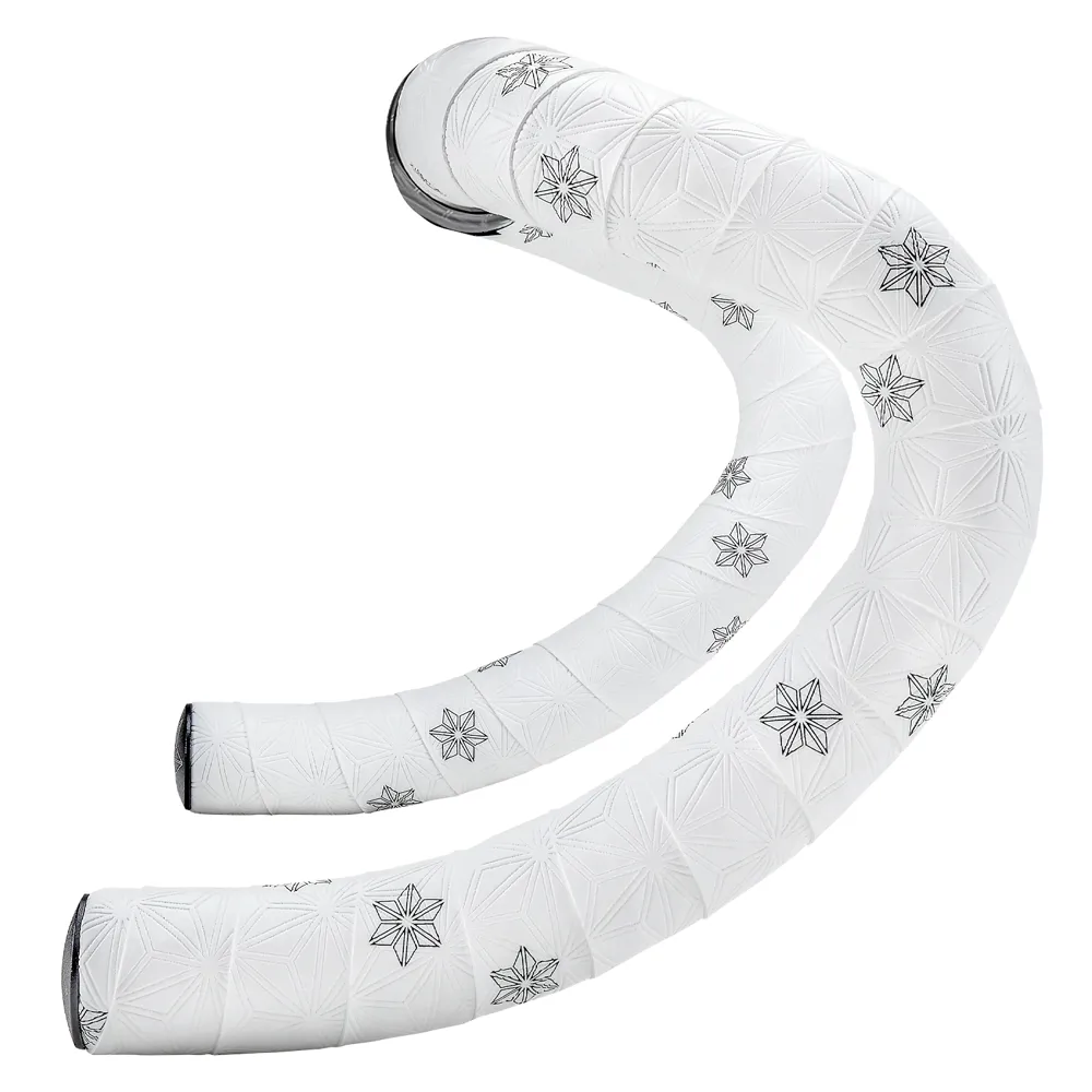 uPRISE Bikes Supacaz Super Sticky Kush Galaxy Bar Tape - White/Black Stars/Ano Black Plugs | Price match, 365 day return s, 18-Month Warranty, Finance Available & Free UK Delivery