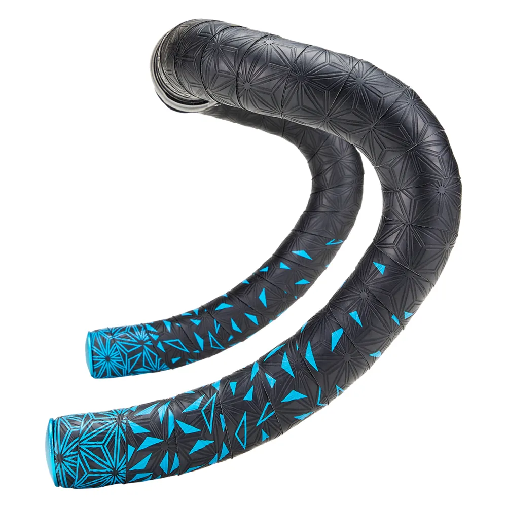 uPRISE Bikes Supacaz Super Sticky Kush Star Fade Bar Tape - Neon Blue/Ano Blue Plugs | Price match, 365 day return s, 18-Month Warranty, Finance Available & Free UK Delivery