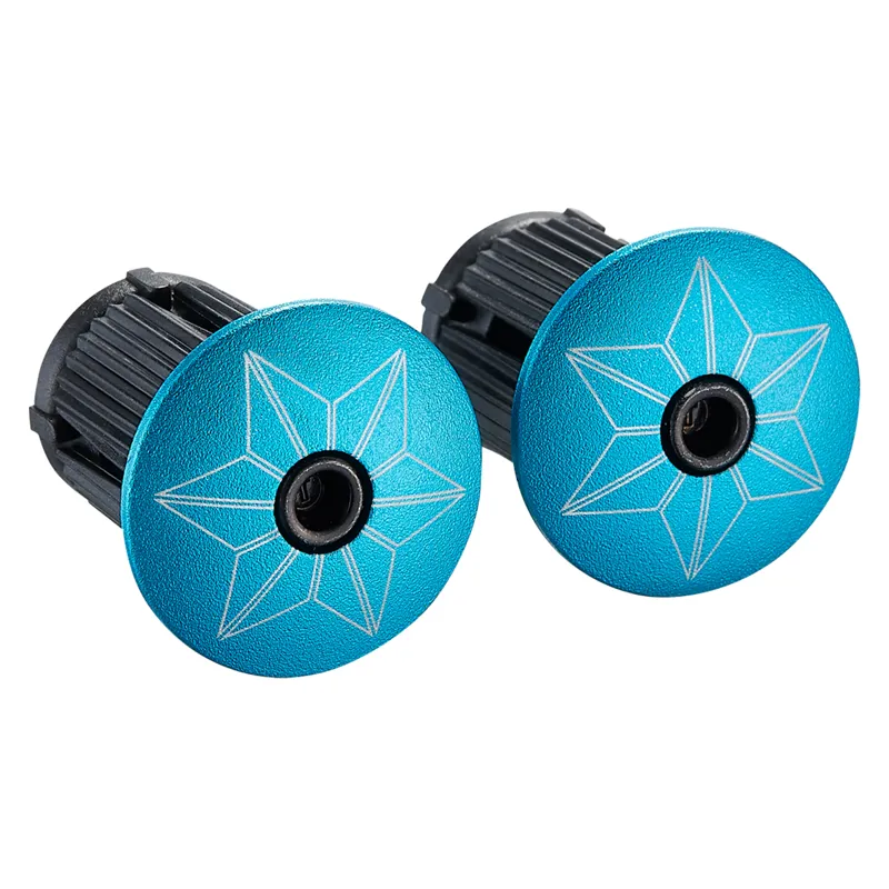 Supacaz Super Sticky Kush Star Fade Bar Tape - Neon Blue/Ano Blue Plugs-2