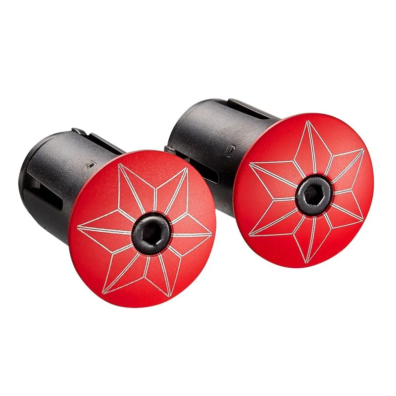 Supacaz Super Sticky Kush Star Fade Bar Tape - Red/Ano Red Plugs-2