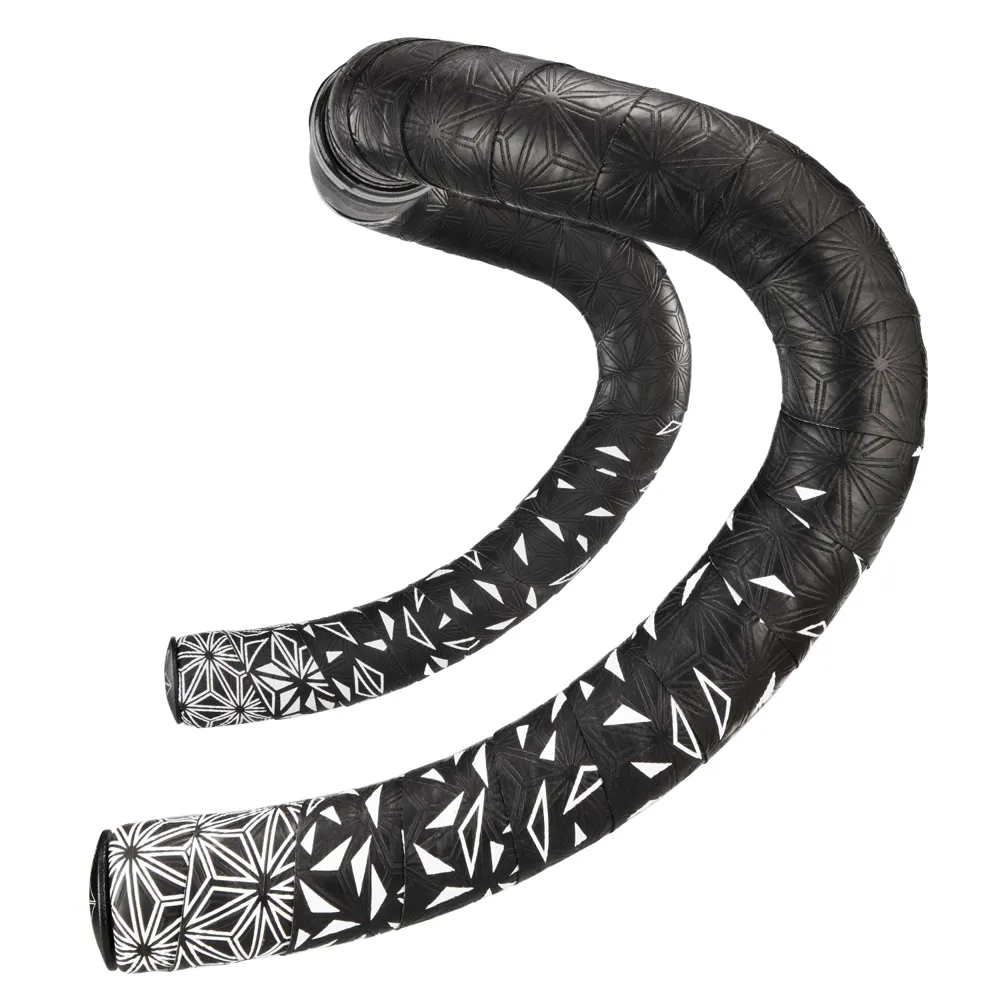 uPRISE Bikes Supacaz Super Sticky Kush Star Fade Bar Tape - Whtie/Ano Black Plugs | Price match, 365 day return s, 18-Month Warranty, Finance Available & Free UK Delivery