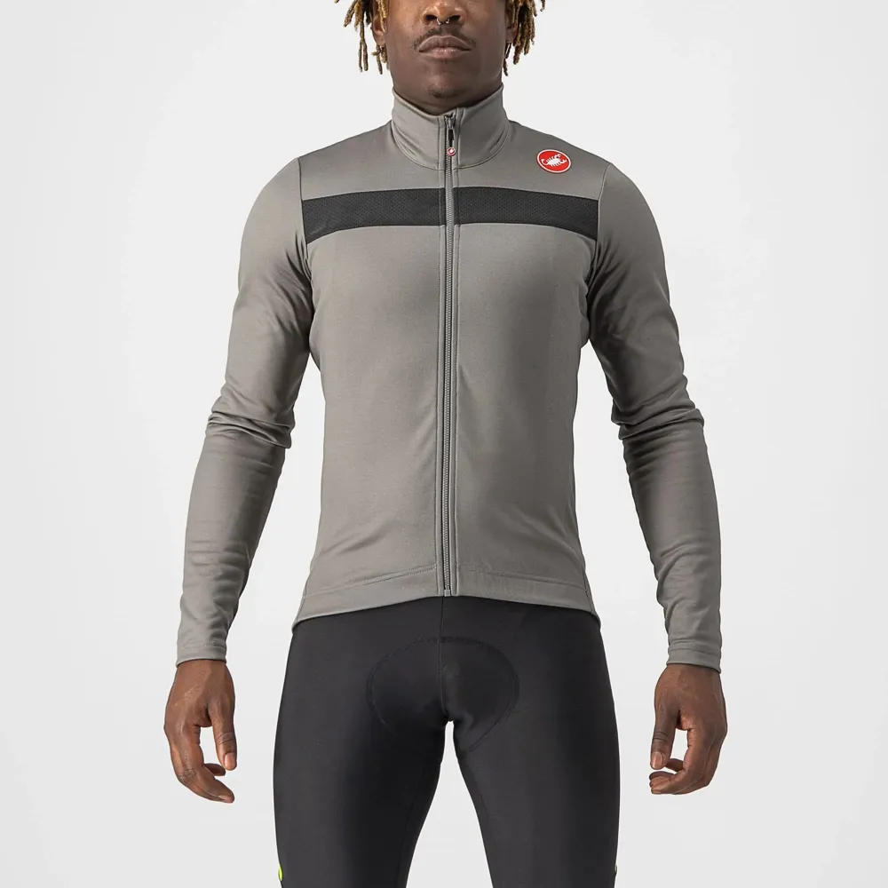 uPRISE Bikes Castelli Puro 3 Men's Long Sleeve Jersey - Nickel Grey/Black Reflex | Price match, 365 day return s, 18-Month Warranty, Finance Available & Free UK Delivery