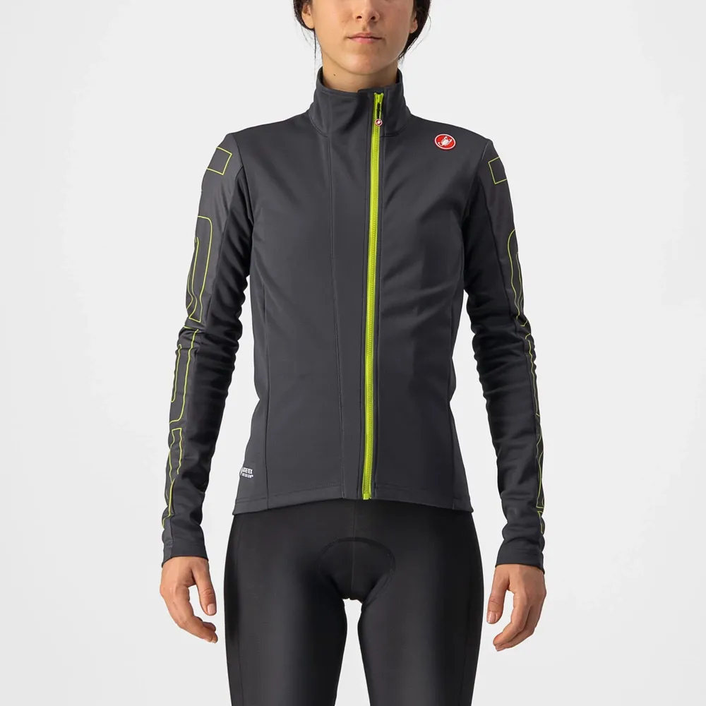 uPRISE Bikes Castelli Transition Women's Jacket - Dark Grey/Brilliant Yellow | Price match, 365 day return s, 18-Month Warranty, Finance Available & Free UK Delivery