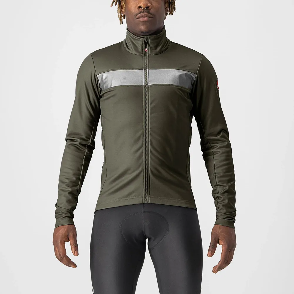 uPRISE Bikes Castelli Raddoppia 3 Men's Jacket - Military Green/Silver Reflex | Price match, 365 day return s, 18-Month Warranty, Finance Available & Free UK Delivery