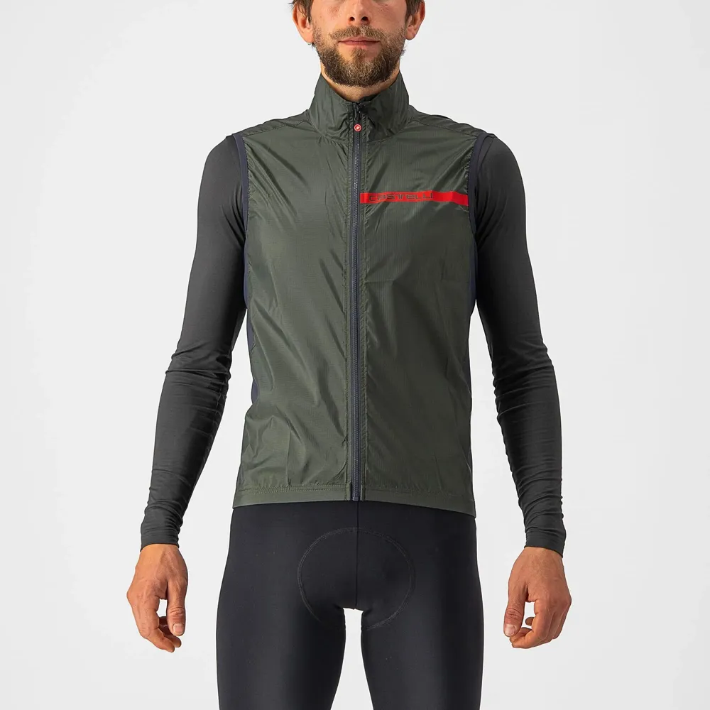 uPRISE Bikes Castelli Squadra Stretch Men's Vest - Military Green/Dark Grey | Price match, 365 day return s, 18-Month Warranty, Finance Available & Free UK Delivery