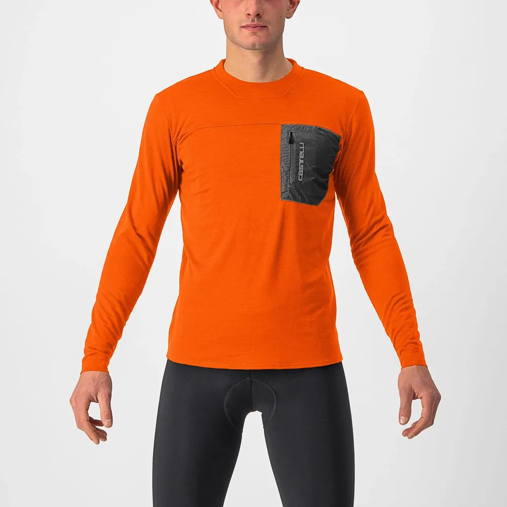 uPRISE Bikes Castelli Unlimited Merino Long Sleeve Men's T-Shirt - Orange Rust | Price match, 365 day return s, 18-Month Warranty, Finance Available & Free UK Delivery