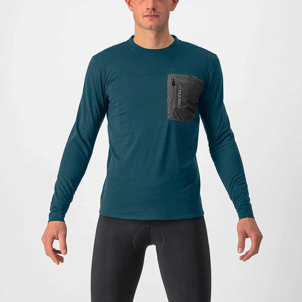 uPRISE Bikes Castelli Unlimited Merino Long Sleeve Men's T-Shirt - Deep Teal | Price match, 365 day return s, 18-Month Warranty, Finance Available & Free UK Delivery