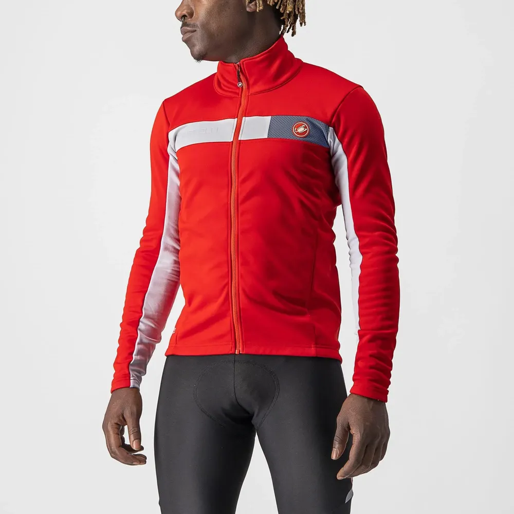 uPRISE Bikes Castelli Mortirolo 6S Men's Jacket - Red/Silver Grey/Silver Reflex | Price match, 365 day return s, 18-Month Warranty, Finance Available & Free UK Delivery