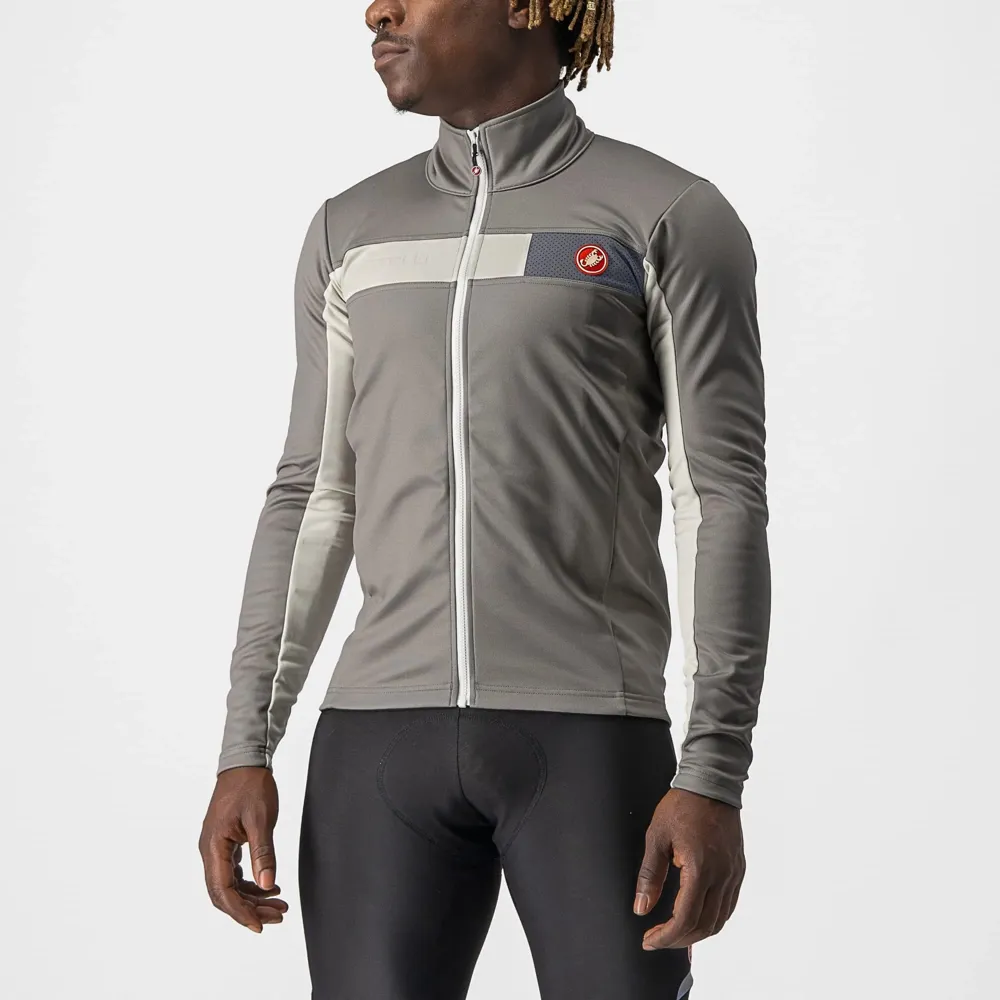 uPRISE Bikes Castelli Mortirolo 6S Men's Jacket - Nickel Grey/Chalk/Black Reflex | Price match, 365 day return s, 18-Month Warranty, Finance Available & Free UK Delivery