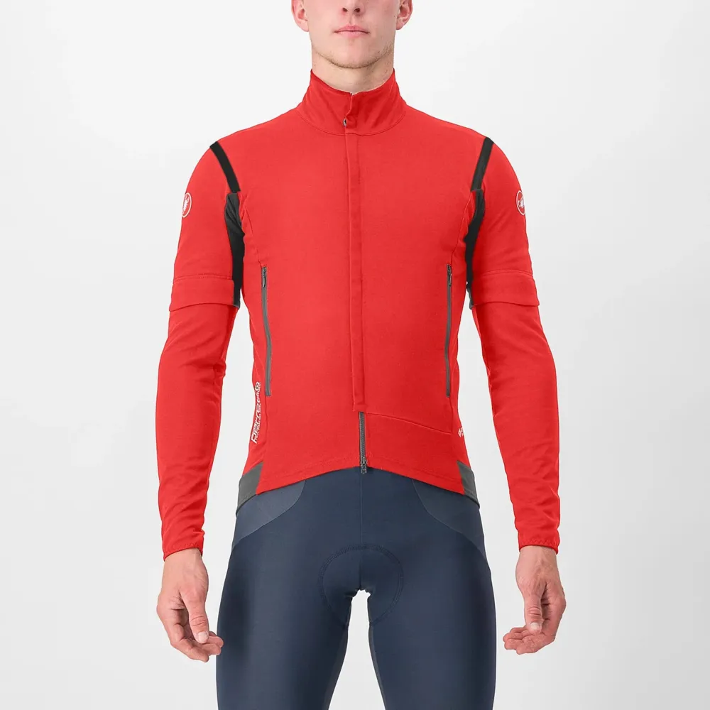 uPRISE Bikes Castelli Perfetto RoS 2 Convertible Men's Jacket - Pompeian Red/Black | Price match, 365 day return s, 18-Month Warranty, Finance Available & Free UK Delivery