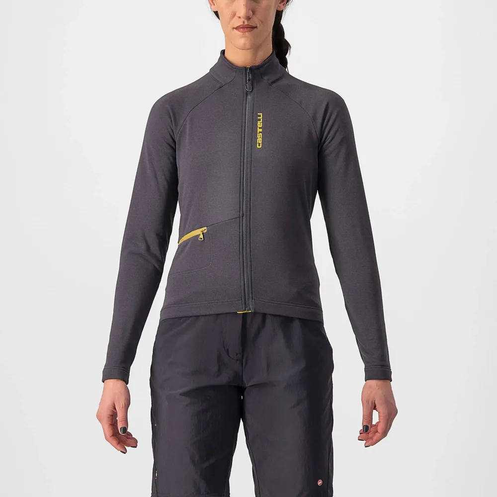 uPRISE Bikes Castelli Unlimited Trail Women's Long Sleeve Jersey - Dark Grey/Goldenrod | Price match, 365 day return s, 18-Month Warranty, Finance Available & Free UK Delivery