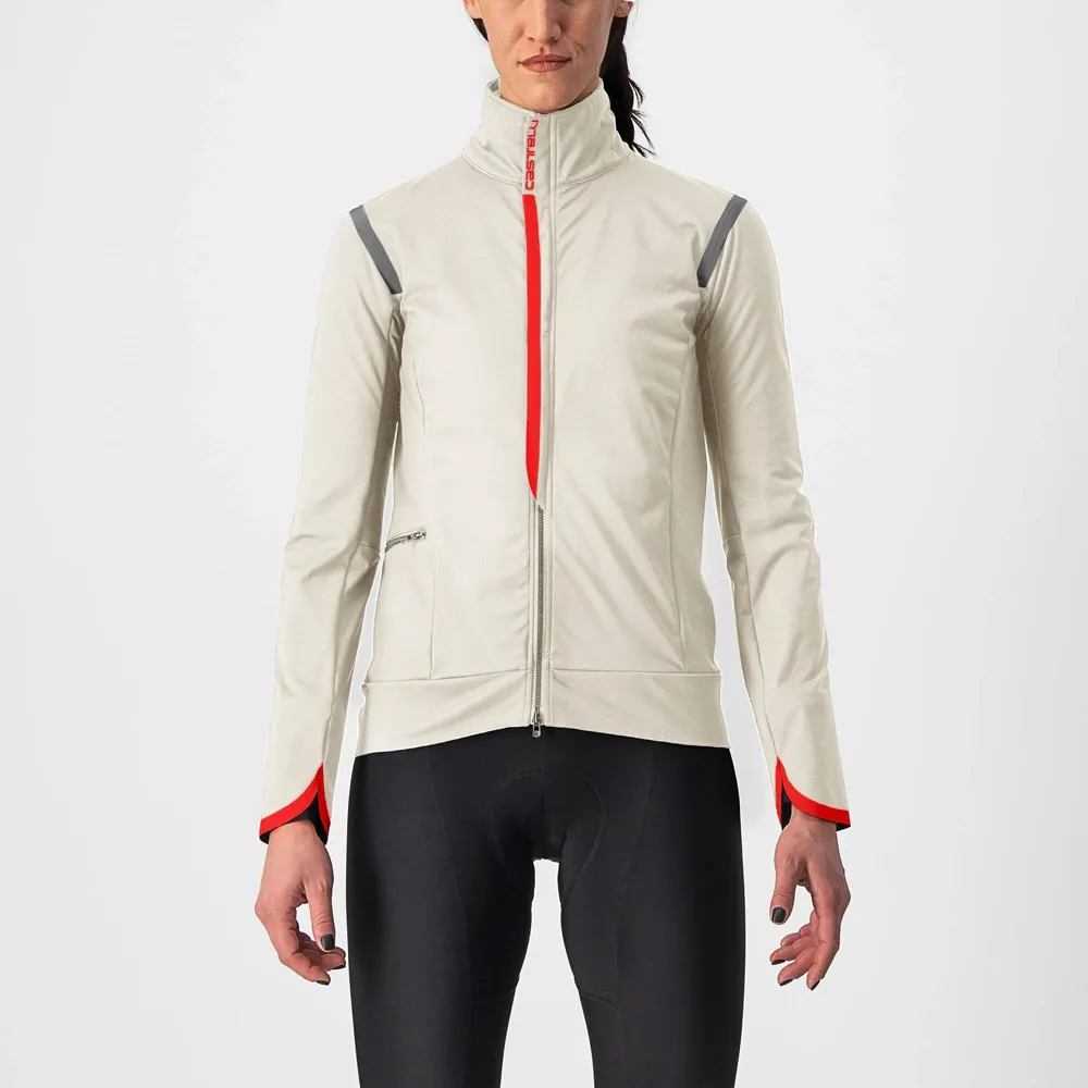 uPRISE Bikes Castelli Alpha Ultimate Insulated Women's Jacket - Chalk/Red | Price match, 365 day return s, 18-Month Warranty, Finance Available & Free UK Delivery