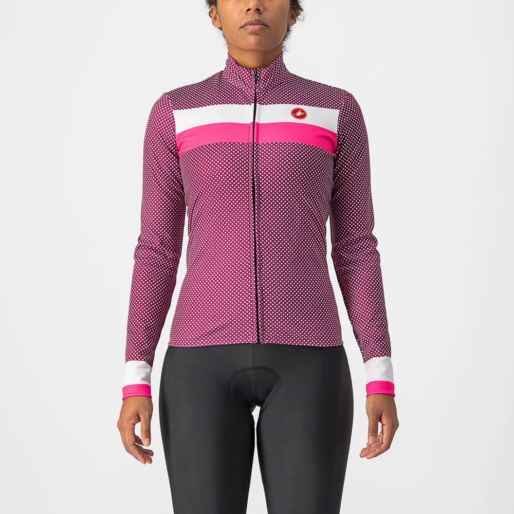 uPRISE Bikes Castelli Volare Women's Long Sleeve Jersey - Cyclamen/White/Pink Fluo | Price match, 365 day return s, 18-Month Warranty, Finance Available & Free UK Delivery