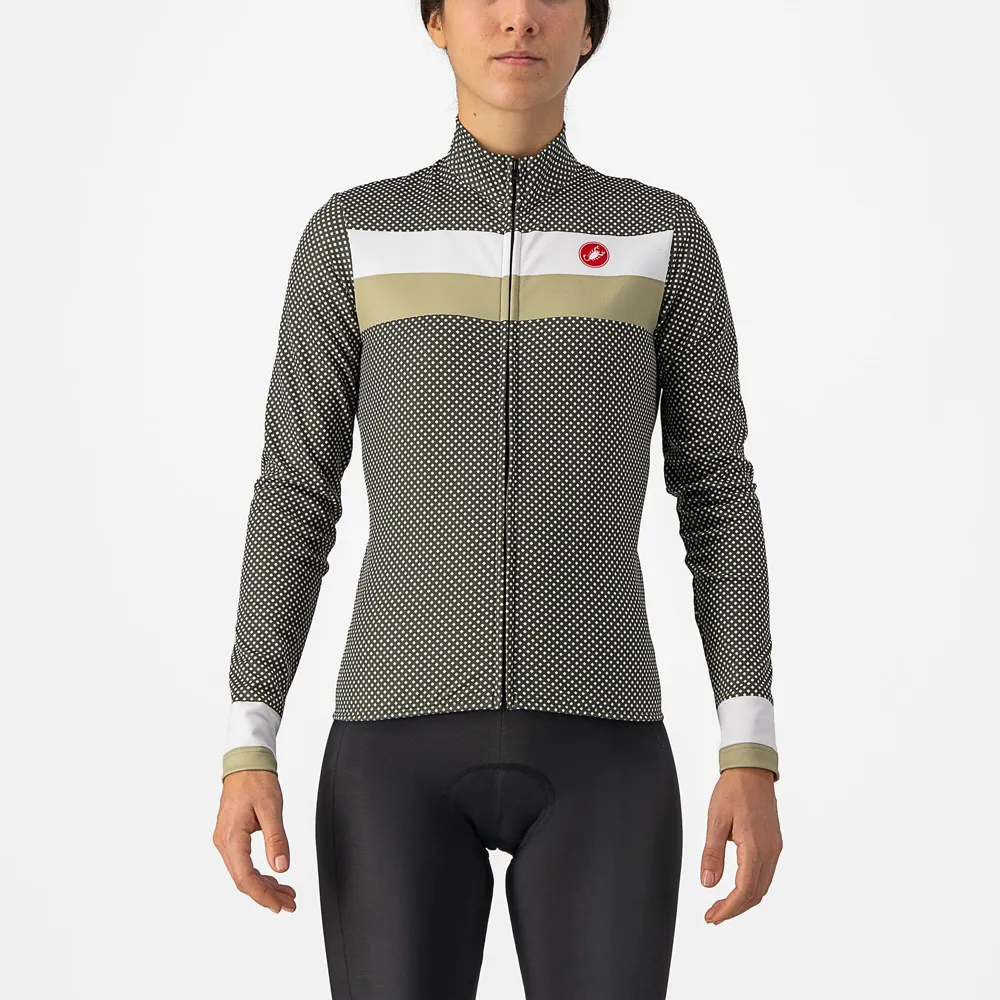 uPRISE Bikes Castelli Volare Women's Long Sleeve Jersey - Military Green/White/Green Tea | Price match, 365 day return s, 18-Month Warranty, Finance Available & Free UK Delivery