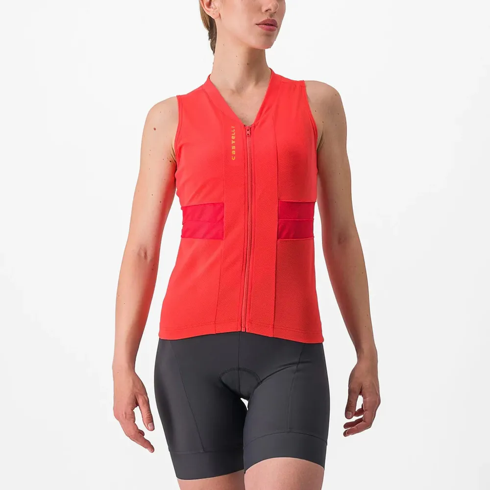 uPRISE Bikes Castelli Anima 4 Sleeveless Women's Jersey - Hibiscus/Soft Orange | Price match, 365 day return s, 18-Month Warranty, Finance Available & Free UK Delivery