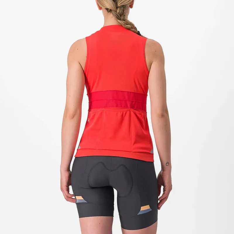 Castelli Anima 4 Sleeveless Women's Jersey - Hibiscus/Soft Orange-1