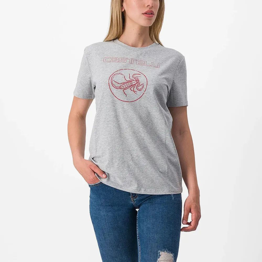 uPRISE Bikes Castelli Pedalare Women's T-Shirt - Travertine Grey/Heather | Price match, 365 day return s, 18-Month Warranty, Finance Available & Free UK Delivery