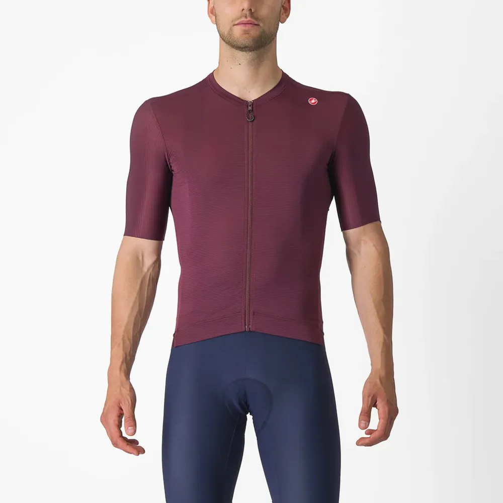 uPRISE Bikes Castelli Espresso Men's Short Sleeve Jersey - Deep Bordeaux/Silver Moon | Price match, 365 day return s, 18-Month Warranty, Finance Available & Free UK Delivery