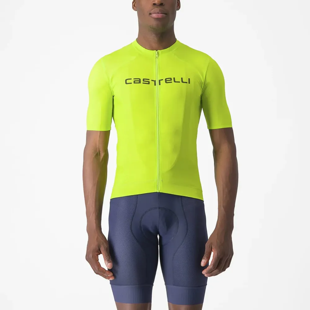 uPRISE Bikes Castelli Prologo Lite Men's Short Sleeve Jersey - Electric Lime/Deep Green | Price match, 365 day return s, 18-Month Warranty, Finance Available & Free UK Delivery