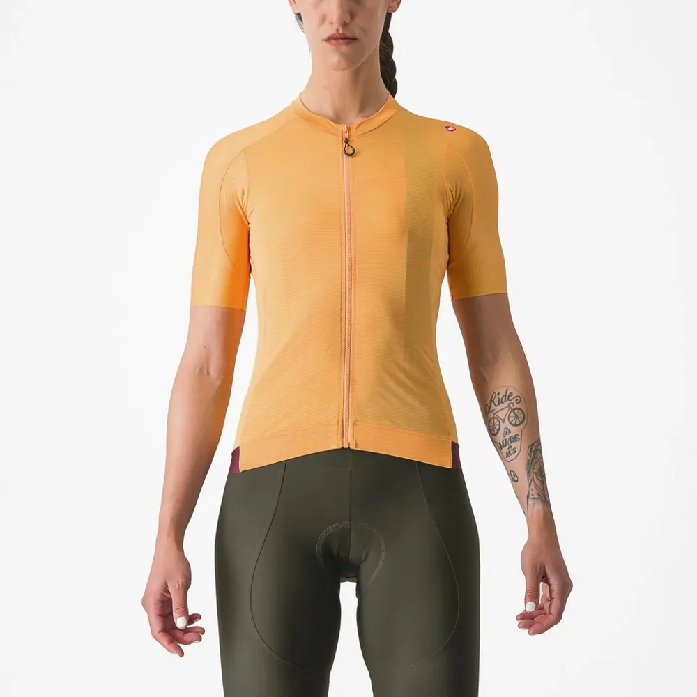 uPRISE Bikes Castelli Espresso Women's Short Sleeve Jersey - Soft Orange/Deep Bordeaux | Price match, 365 day return s, 18-Month Warranty, Finance Available & Free UK Delivery