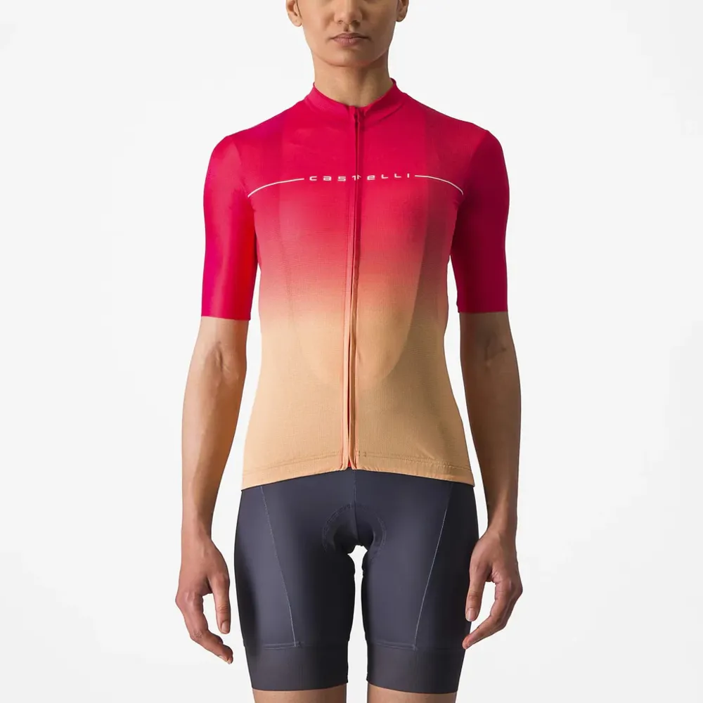 uPRISE Bikes Castelli Salita Women's Short Sleeve Jersey - Hibiscus/Soft Orange | Price match, 365 day return s, 18-Month Warranty, Finance Available & Free UK Delivery