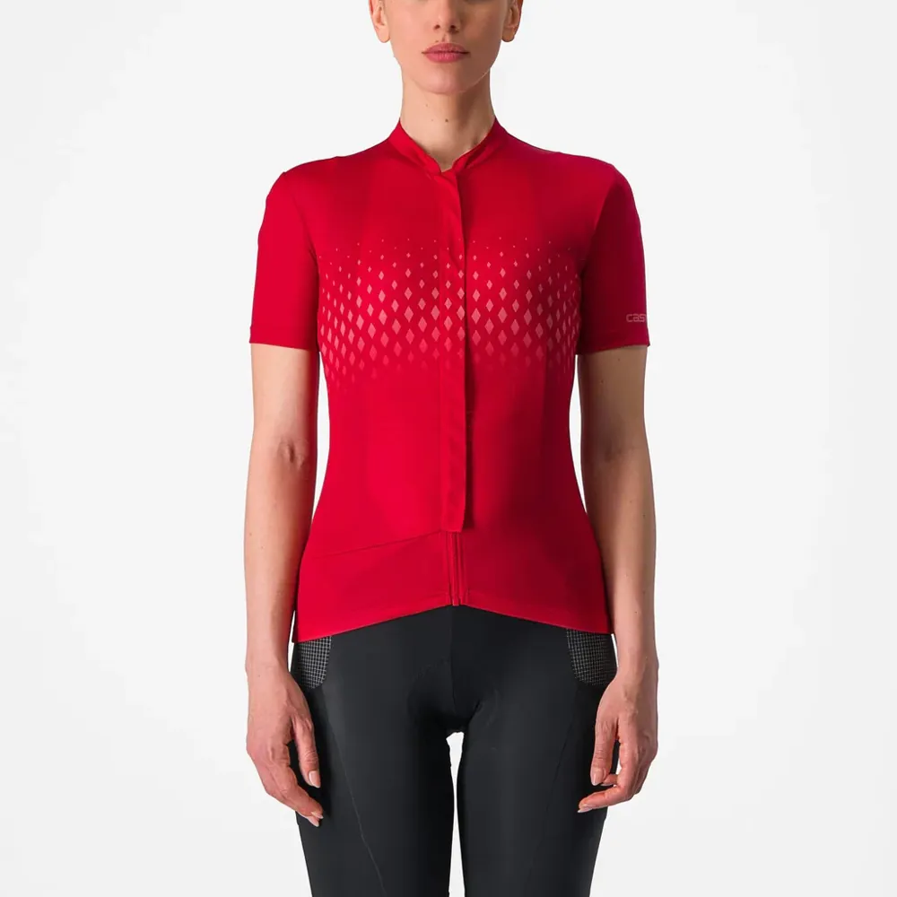 uPRISE Bikes Castelli Unlimited Sentiero 3 Women's Short Sleeve Jersey - Rich Red/Mineral Red | Price match, 365 day return s, 18-Month Warranty, Finance Available & Free UK Delivery