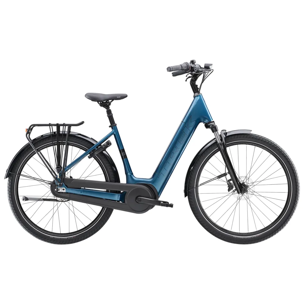 uPRISE Bikes Trek District+ 3 Lowstep 545Wh 2026 Electric Hybrid Bike - Dark Aquatic | Price match, 365 day return s, 18-Month Warranty, Finance Available & Free UK Delivery
