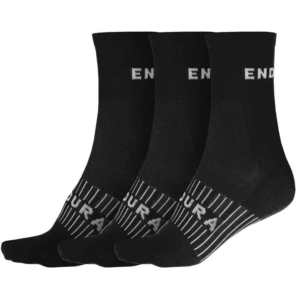 uPRISE Bikes Endura Triple Pack Coolmax Race Socks - Black | Price match, 365 day return s, 18-Month Warranty, Finance Available & Free UK Delivery