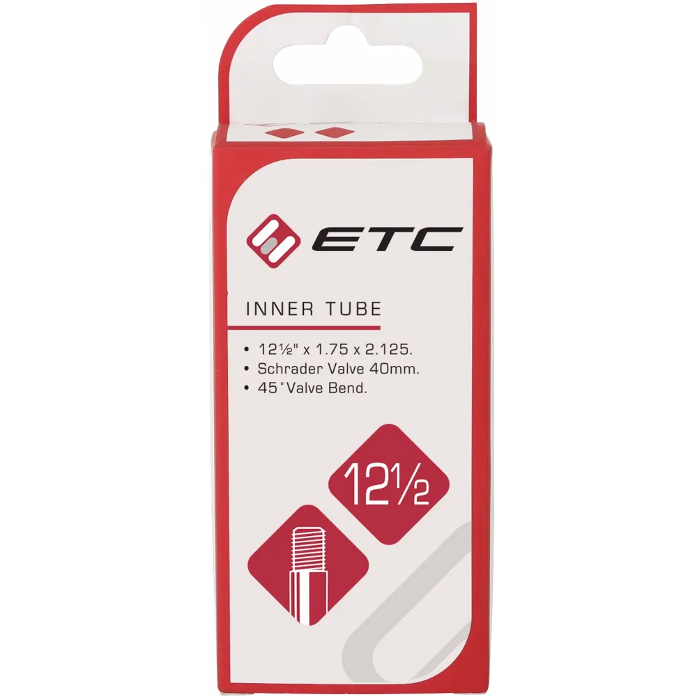 uPRISE Bikes ETC Inner Tube 12 1/2 X 1.75-2.1 Schrader Valve - 45deg Valve | Price match, 365 day return s, 18-Month Warranty, Finance Available & Free UK Delivery