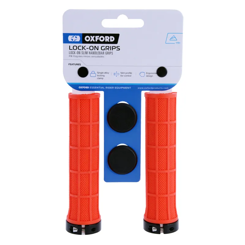 Oxford Lock On Slim MTB Grips - Red-1