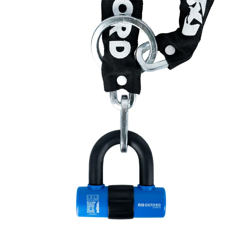 Oxford Chain 8 Chain Lock + Mini Shackle 8 X 1000mm Sold Secure Silver-1
