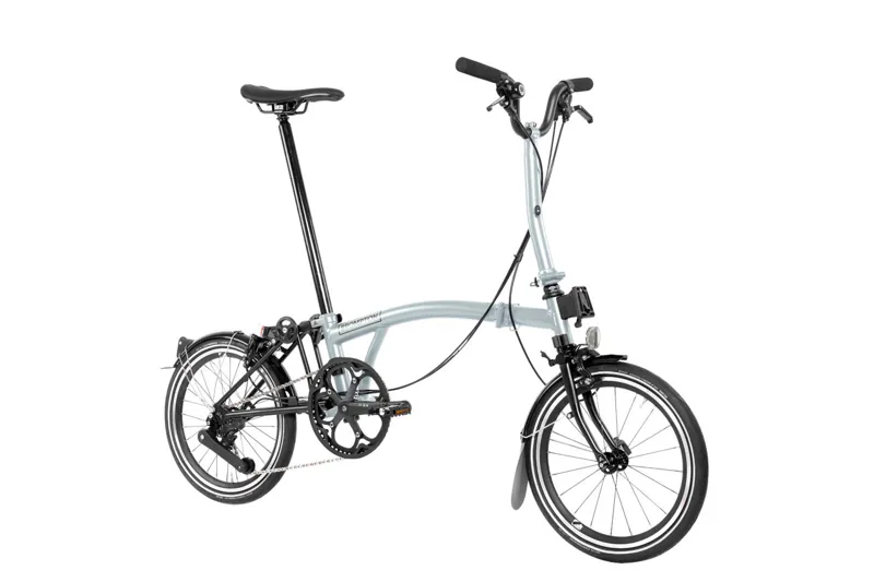 Brompton P Line Explore 2024 Mid 12-Speed Folding Bike - Lunar Ice-1