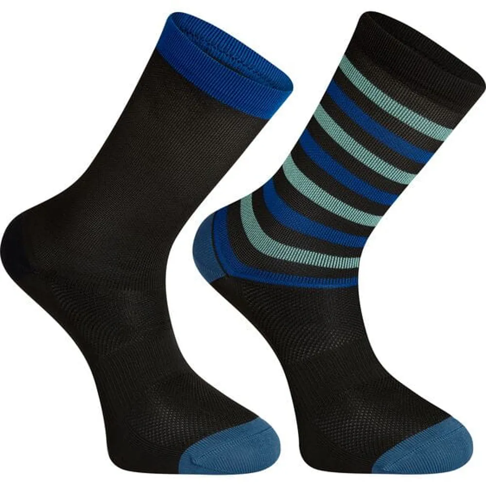 uPRISE Bikes Madison Sportive Long Socks Twin Pack - Black/Black Stripe | Price match, 365 day return s, 18-Month Warranty, Finance Available & Free UK Delivery