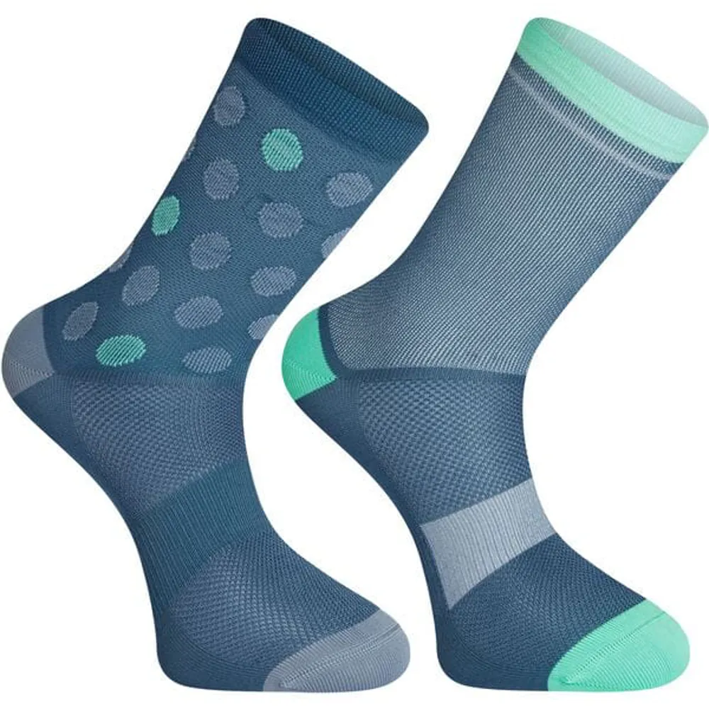 uPRISE Bikes Madison Sportive Mid Socks Twin Pack - Shale Blue/Teal | Price match, 365 day return s, 18-Month Warranty, Finance Available & Free UK Delivery