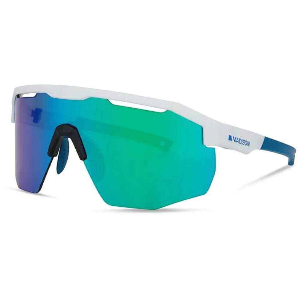 uPRISE Bikes Madison Cipher Glasses - Matt White - Green Mirror Lens | Price match, 365 day return s, 18-Month Warranty, Finance Available & Free UK Delivery