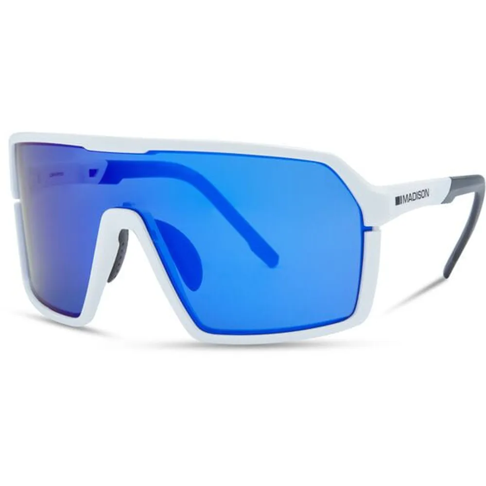 uPRISE Bikes Madison Mad Crypto Sunglasses - Gloss White - Blue Mirror/Amber/Clear Lens Pack | Price match, 365 day return s, 18-Month Warranty, Finance Available & Free UK Delivery
