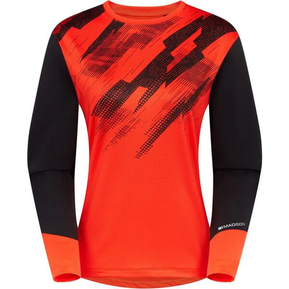 uPRISE Bikes Madison Flux Trail Women's Long Sleeve Jersey - Magma Red/Black | Price match, 365 day return s, 18-Month Warranty, Finance Available & Free UK Delivery