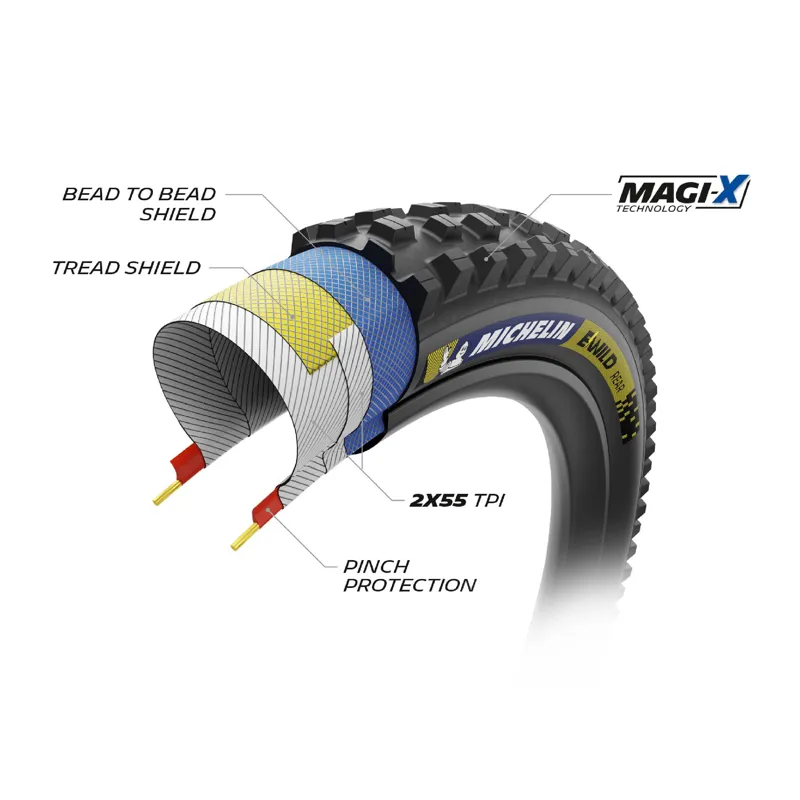 Michelin E-Wild Racing Line 27.5 X 2.60 Rear MTB Tyre - Blue/Yellow-2