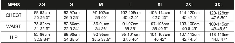 Altura Clothing Size Chart Men's