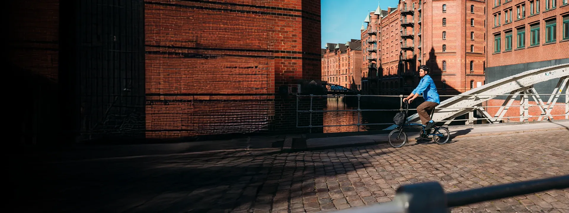 Brompton folding and electric folding bikes designed for city commuting and compact storage