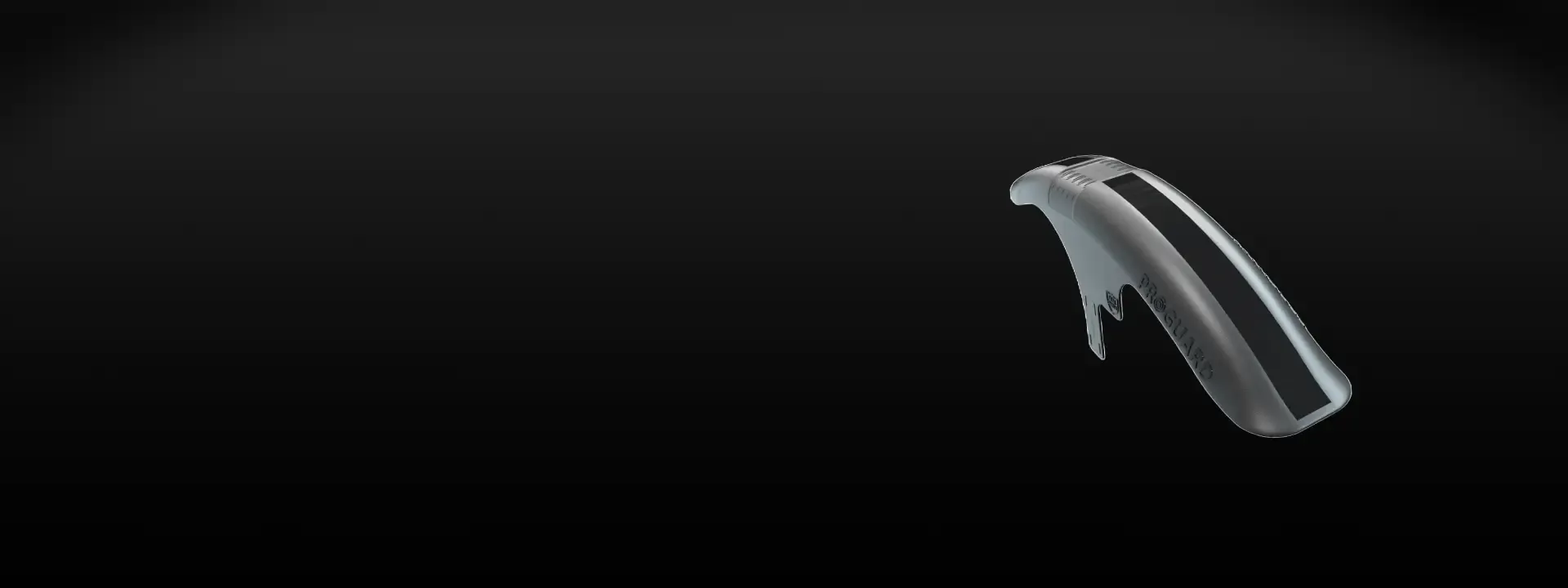 RRP mountain bike mudguard shown against a dark background
