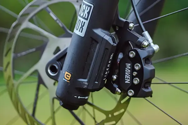 SRAM Maven Silver Mountain bike disc brake caliper on Specialized LEVO EVO