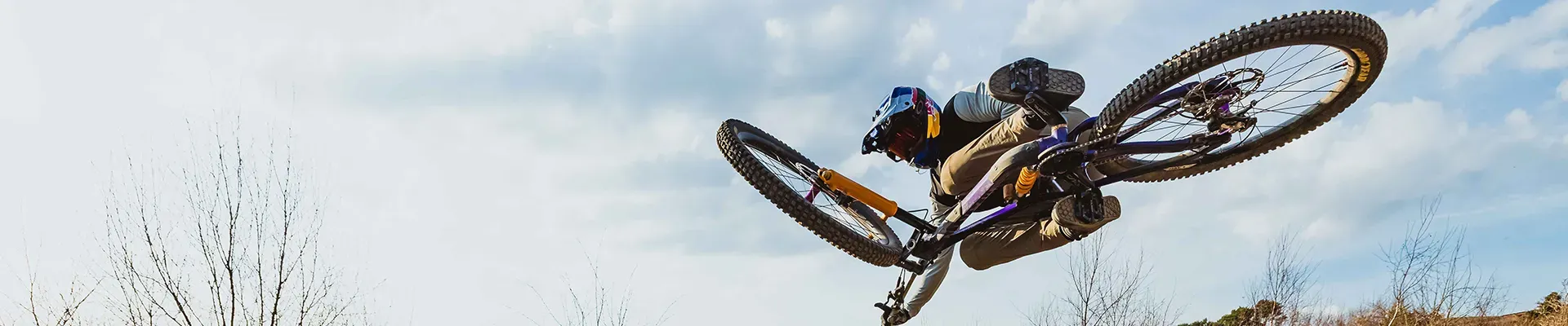 Rider doing a Whip air on Marin Alpine Trail showing Continental tyre profile