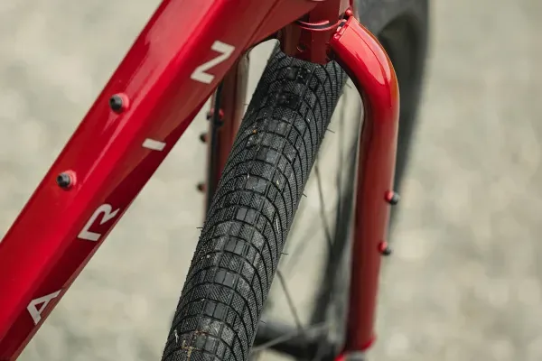 Hybrid bike tyre detail on Marin Larkspur hybrid bike