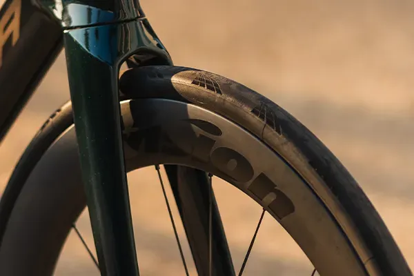 Road cycling tyre detail on Merida Reacto