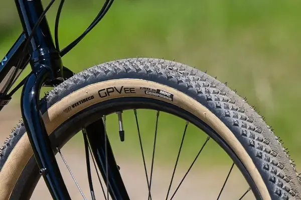 Hybrid bike tyre detail on Marin Larkspur