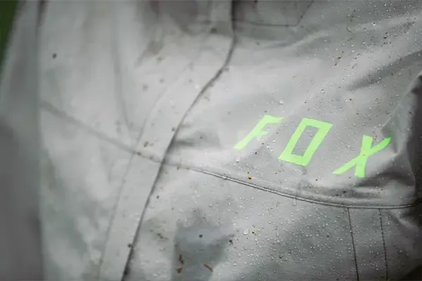 Water beading on Fox waterproof mountain bike jacket fabric