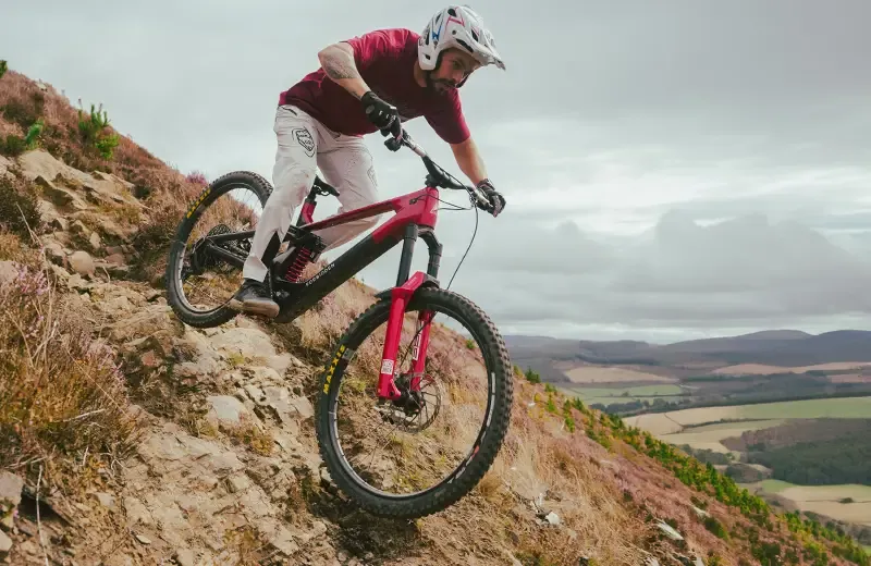 Mike Jones on the Forbidden Dreadnought E riding a rocky chute